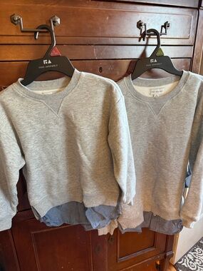 Free Assembly Heather Gray Layered Sweatshirt- lot of two 6x & 14/16 NWT Mom&me!
